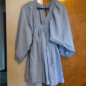 Free People Light Blue Peasant Tunic Dress
